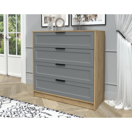 Kомод Тренд КТ-К100 (Дуб золотой ЛДСП/ Серый ЛМДФ) Ш1000 В1020 Г451